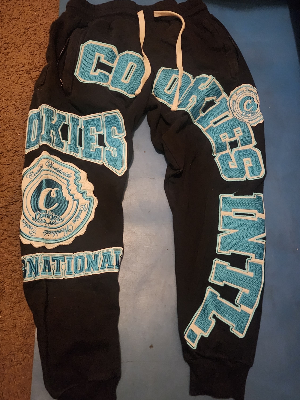 BlackCookies Sweatpants with Aqua Patchwork Logo